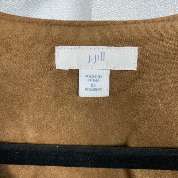 J.Jill Brown Faux Suede Moto Jacket Sz.2X - Picture 5 of 10